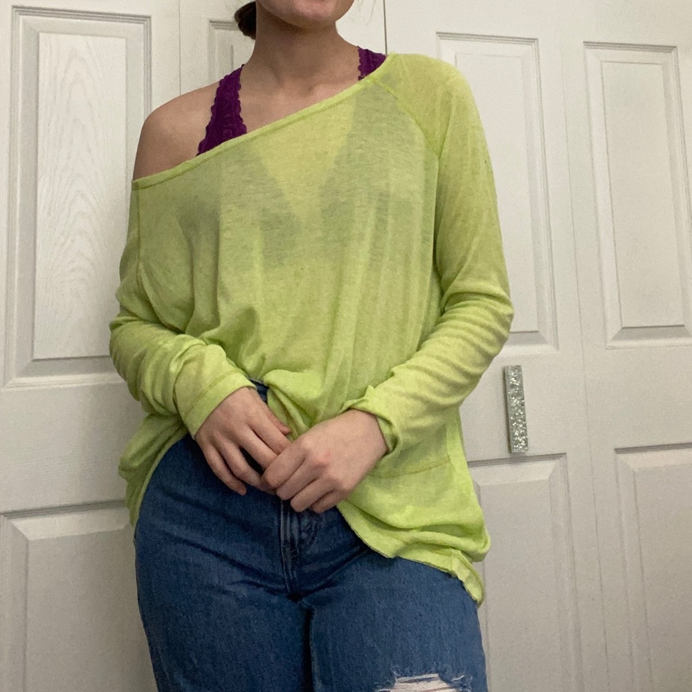 Neon Green Sheer We The Free Long Sleeve